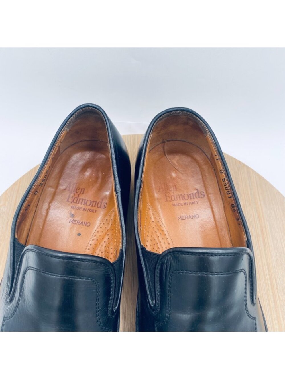Allen Edmonds Merano Shoes Mens 13 Black Leather Driving Loafers Italy - Picture 5 of 12
